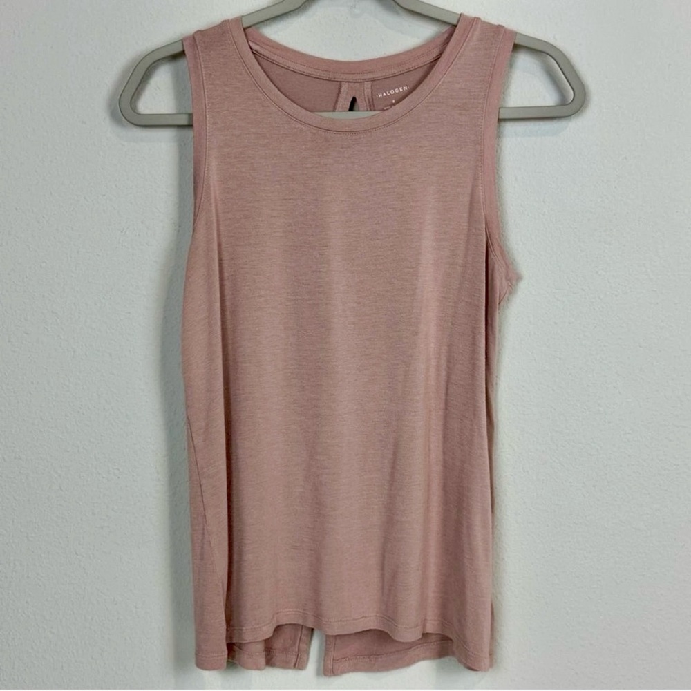 Halogen Sleeveless Split Back Shirt - Size Small - Pastel Peach/Pink